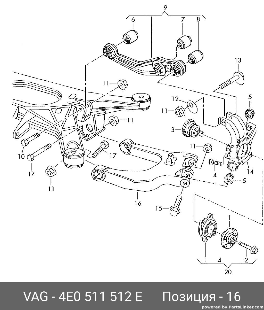 Brat trapez dreapta spate Audi A8 D3 2006 ASB OEM 4E0511512F