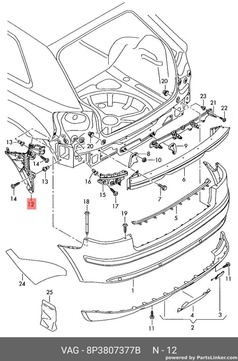 Suport bara spate stanga 8P3807377BAudi A3 8P 2.0TDI 2004 BKD OEM 8P3807377B