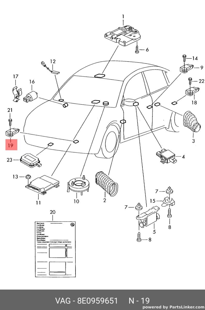 Senzor impact airbag Audi A4 8E 2002 2003 2.4 BDV OEM 8E0959651