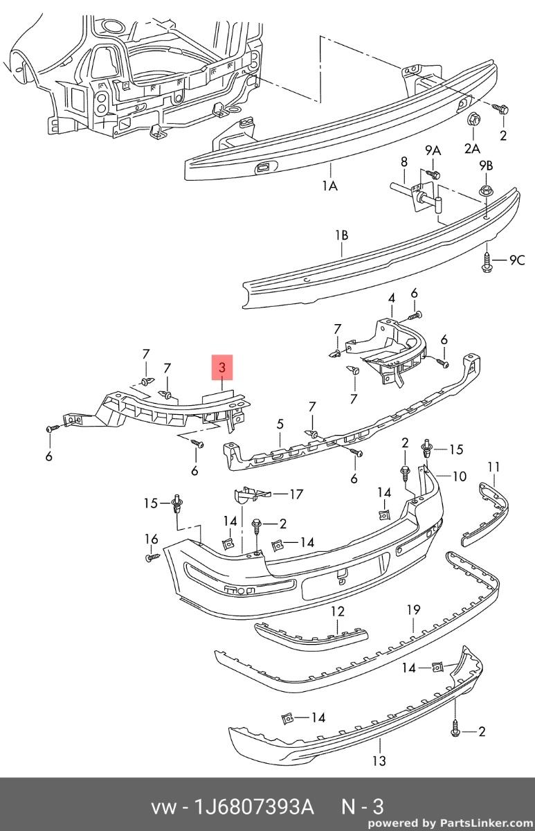 Suport bara spate Volkswagen Golf 4 hatchback 1998 Argintiu LA7W OEM 1J6807393A