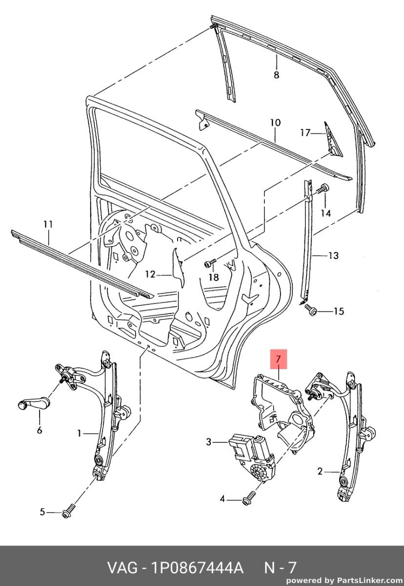 Macara dreapta spate Seat Leon 1P hatchback NFL 2007 2008 OEM 1P0867444A