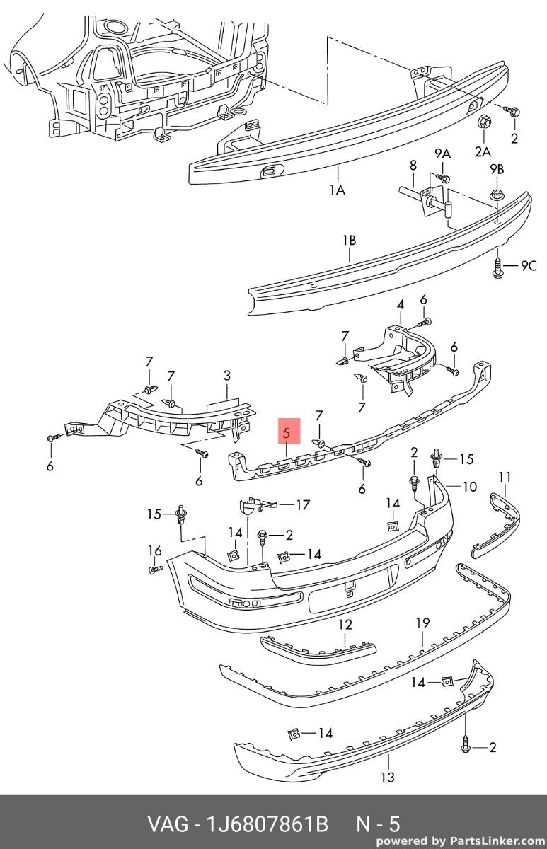 Suport central bara spate Volkswagen Golf 4 (1J) Coupe 2001 1.9 SDI OEM 1J6807861B