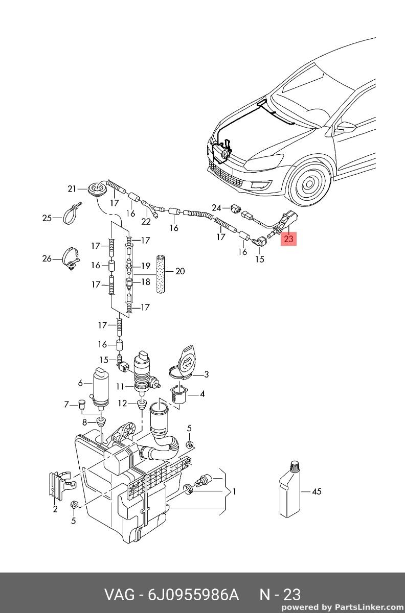 Duza spalator parbriz dreapta Seat Ibiza (6J5) Hatchback 2008 1.4 B OEM 6J0955986A