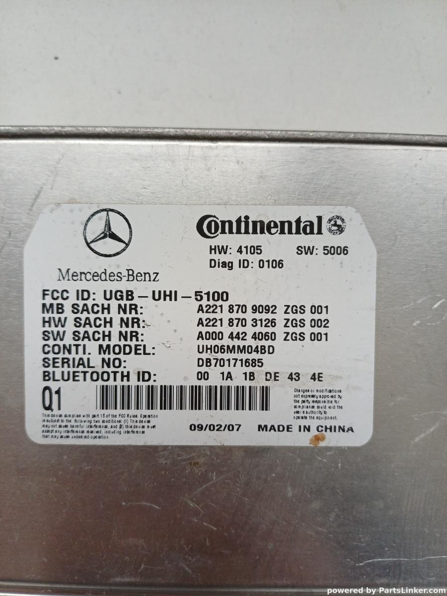 Modul control bluetooth  MERCEDES-BENZ S-CLASS II (W221, C215) [ 2005 - 2013 ] Continental OEM A2218709092 – foto 2