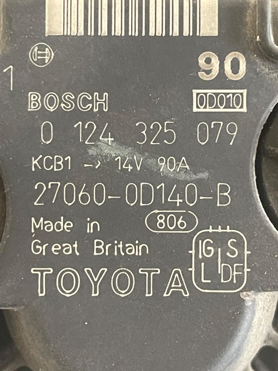 Alternator TOYOTA AVENSIS  _T25_ 2003 - 2008 1.8B 0124325079 / 27060-0D140-B – foto 2