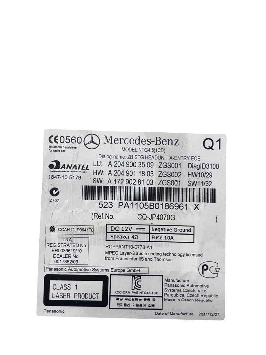 Radio cd MERCEDES-BENZ C-CLASS W204 Facelift 2007 - 2014 A2049003509 – foto 2